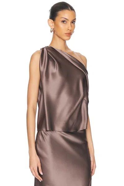 The Sei One Shoulder Drape Top In Smog