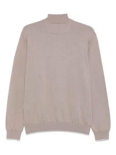 Paul & Shark Maglia Mezza Zip In Cotone E Cashmere In Brown