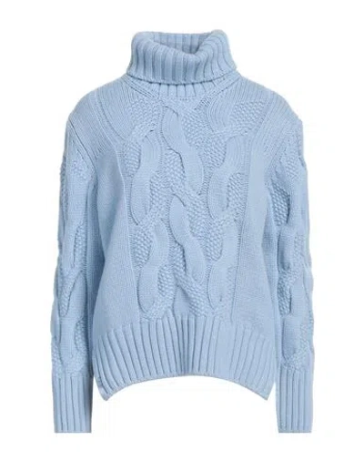 Gran Sasso Woman Turtleneck Sky Blue Size 10 Virgin Wool, Viscose, Cashmere