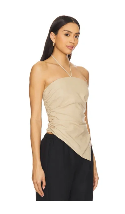 Onia Air Linen Asymmetrical Halter Top In Jute