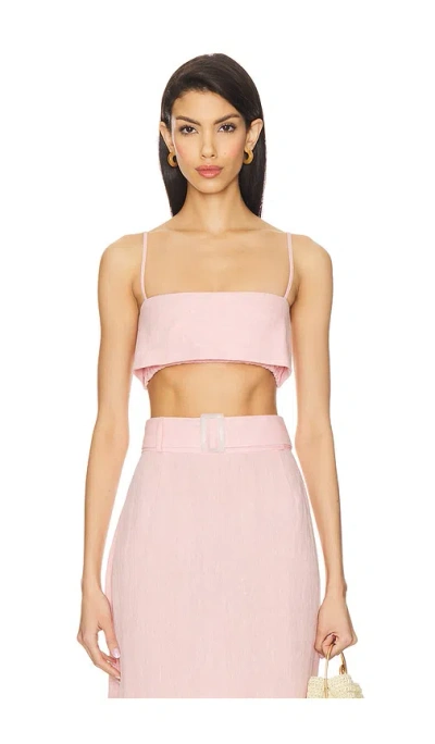 Matthew Bruch X Revolve Structured Bandeau Crop Top In Pink Linen