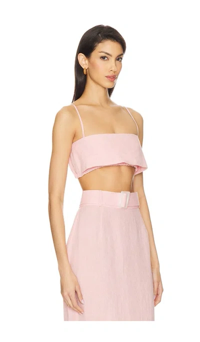 Matthew Bruch X Revolve Structured Bandeau Crop Top In Pink Linen