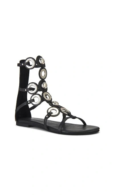 Jeffrey Campbell Geared Gladiator Sandals In Black Silver