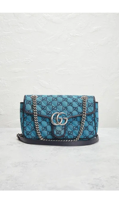 Fwrd Renew Gucci Gg Marmont Shoulder Bag In Blue