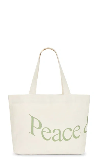 Museum Of Peace And Quiet Wordmark Tote Bag In White