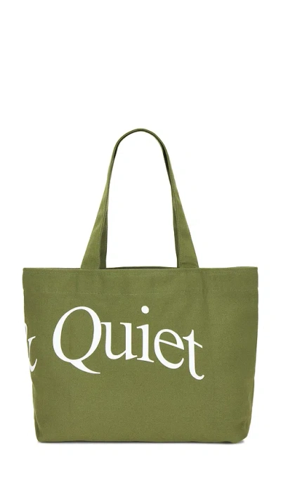 Museum Of Peace And Quiet Wordmark Tote Bag In Olive
