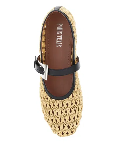 Paris Texas 'sveva' Beige Ballet Flats With Woven Design And Buckle Closure In Neutrals