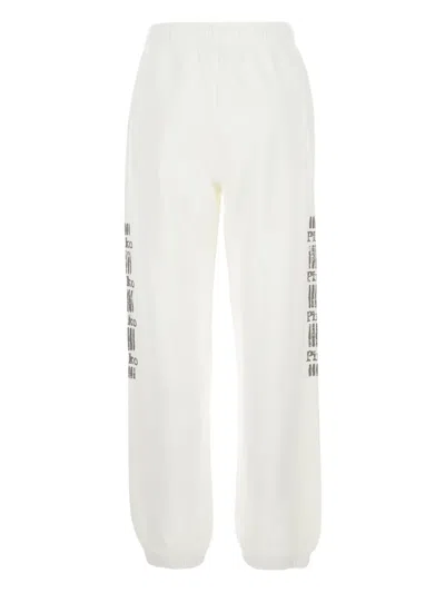 Pinko 'plumcake' White Pants With Elastic Drawstring Waist And Side Print In White