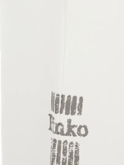 Pinko 'plumcake' White Pants With Elastic Drawstring Waist And Side Print In White