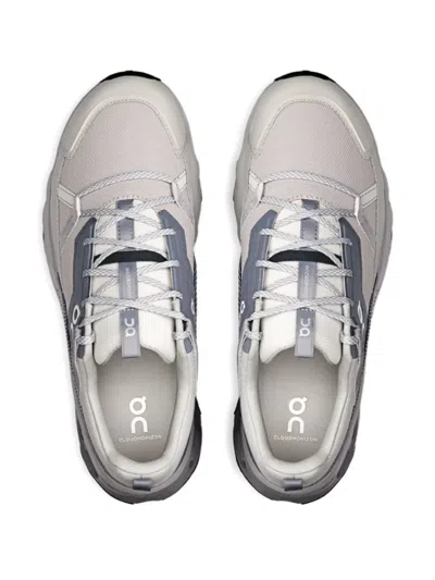 On Lace-up Low Top Sneakers With Mesh Panels In Gray