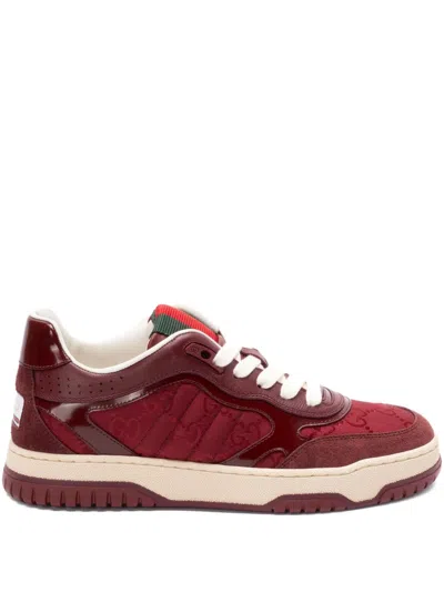 Gucci Burgundy Leather And Gg Supreme Fabric Re-web Sneakers