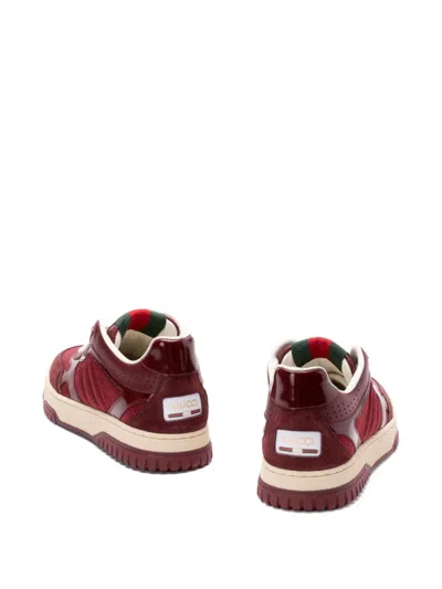 Gucci Burgundy Leather And Gg Supreme Fabric Re-web Sneakers
