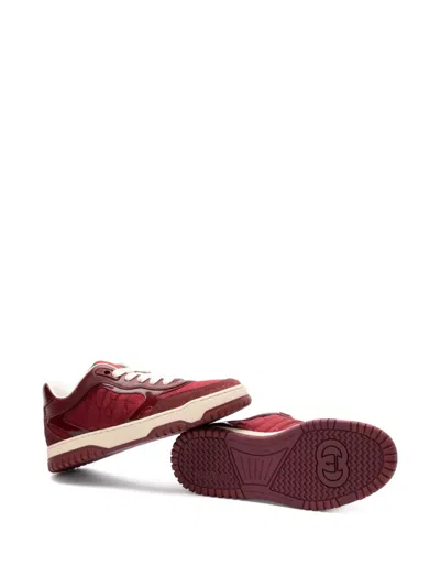 Gucci Burgundy Leather And Gg Supreme Fabric Re-web Sneakers