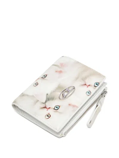 Diesel Small Wallet In Printed Glossy Pu In White