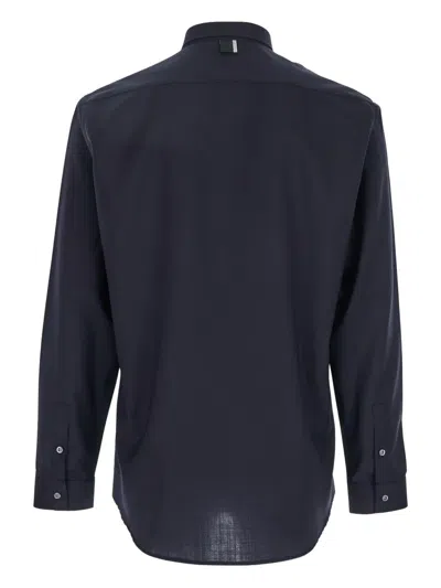 Low Brand Navy Blue Solid Shirt In Blue