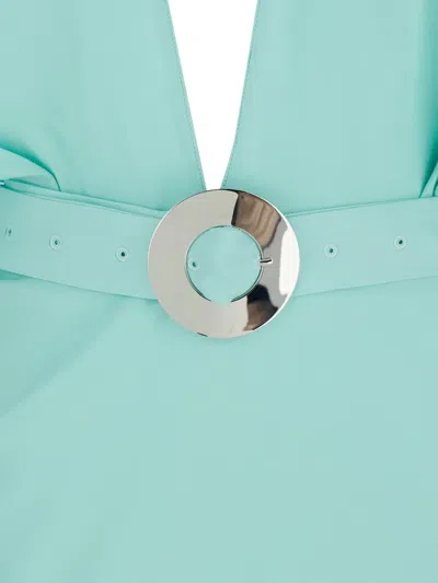 Taller Marmo 'florida' Light Blue Mini Dress With Adjustable Belt On The Front And Maxi Bow On The Rear In Blue