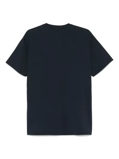 Low Brand Black Solid Crew Neck T-shirt In Blue