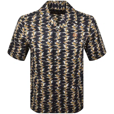 Fred Perry Camp-collar Patterned Shirt In Navy