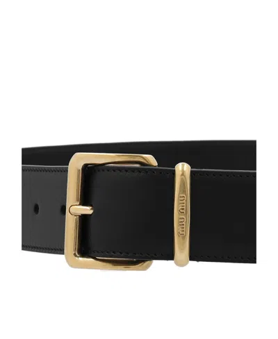 Miu Miu Leather Belt In Black