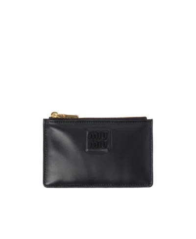 Miu Miu Leather Envelope Wallet In Black