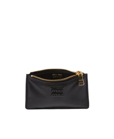 Miu Miu Leather Envelope Wallet In Black