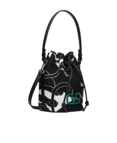 Valentino Garavani Escape Logo Bucket Shoulder Bag In Black
