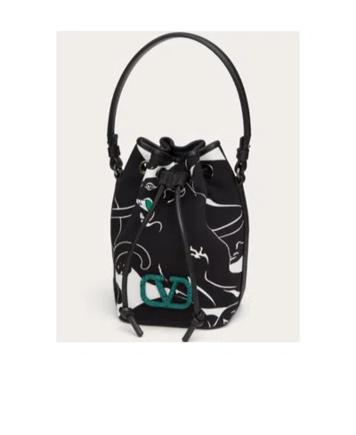 Valentino Garavani Escape Logo Bucket Shoulder Bag In Black