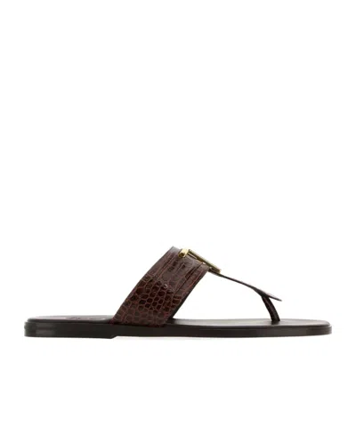 Tom Ford Brown Leather Thong Slippers