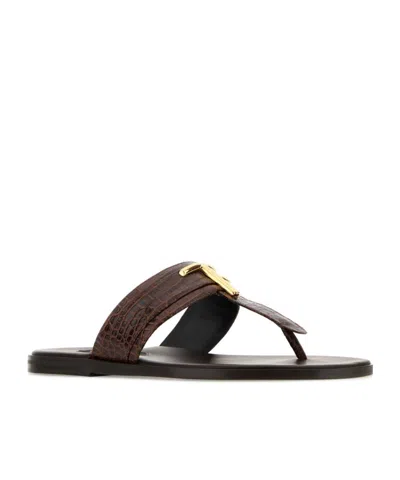 Tom Ford Brown Leather Thong Slippers