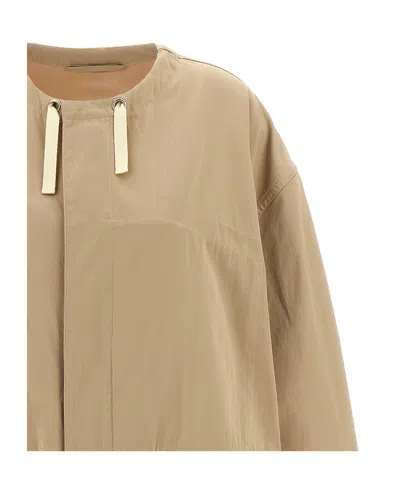 Lemaire Cotton Parka With Drawstring And Elasticated Hem In Beige