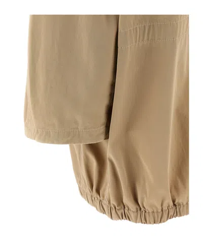 Lemaire Cotton Parka With Drawstring And Elasticated Hem In Beige