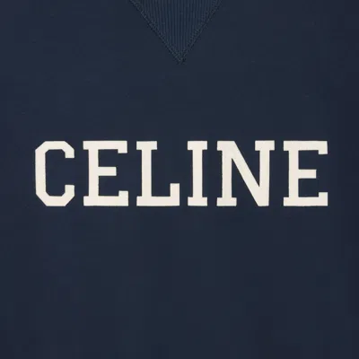 Celine Regular Sweatshirt In Brushed Cotton Fabric In Blue