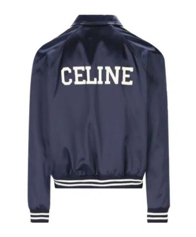 Celine Bomber Jacket In Technical Fabric In Navy Blue