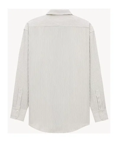 Saint Laurent Striped Cotton Cassandre Shirt In White