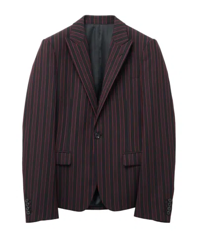 Alexander Mcqueen Shadow Stripe Blazer In Black/bordeaux Red/dark Red