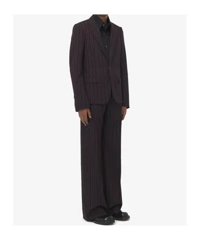 Alexander Mcqueen Shadow Stripe Blazer In Black/bordeaux Red/dark Red
