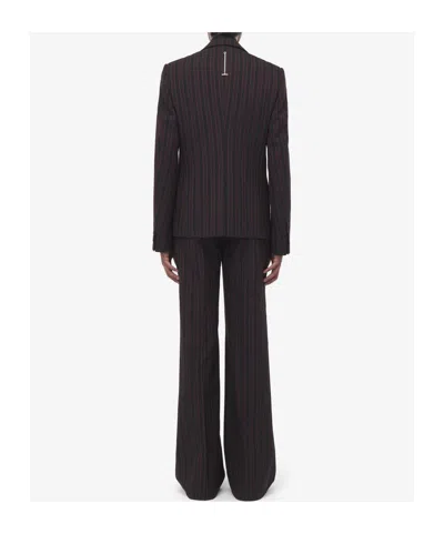 Alexander Mcqueen Shadow Stripe Blazer In Black/bordeaux Red/dark Red