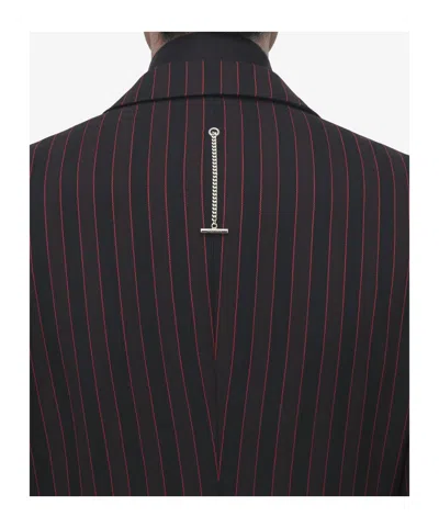 Alexander Mcqueen Shadow Stripe Blazer In Black/bordeaux Red/dark Red