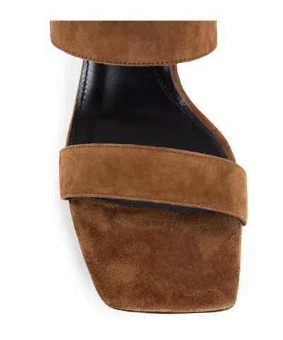 Aeyde Square Toe High Heel Sandals In Brown