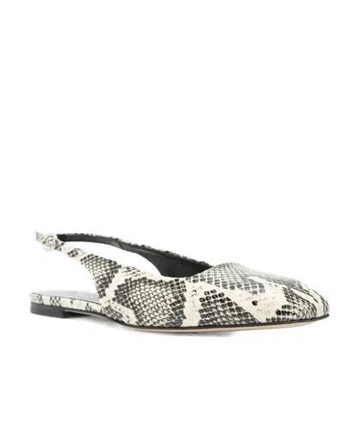 Aeyde Geraldine Snake Print Slingback Flats In White