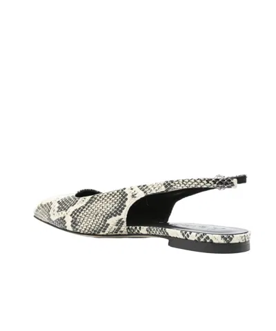 Aeyde Geraldine Snake Print Slingback Flats In White