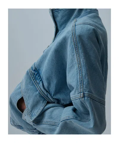 Magda Butrym Vintage Denim Bomber Jacket Light Blue In Blue