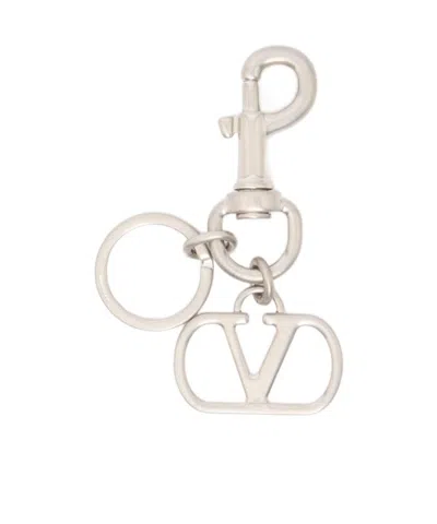 Valentino Garavani Vlogo Keychain In White