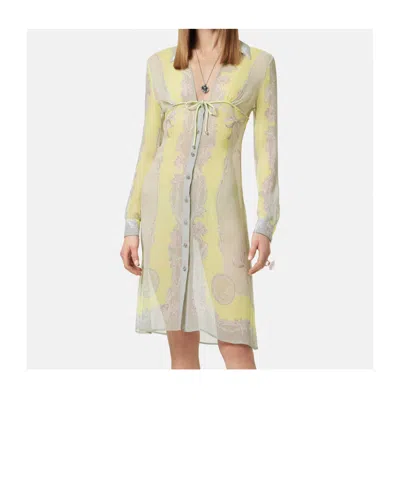 Versace Sheer Fabric Knee-length Long Sleeves Dress In Multi