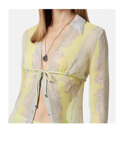 Versace Sheer Fabric Knee-length Long Sleeves Dress In Multi