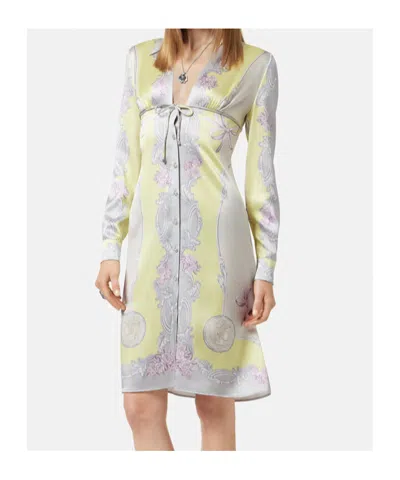 Versace Sheer Fabric Knee-length Long Sleeves Dress In Multi