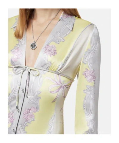 Versace Sheer Fabric Knee-length Long Sleeves Dress In Multi