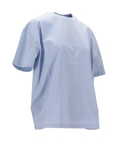 Prada Triangle Logo Oversized T-shirt In Light Blue