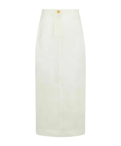 Khaite Lucian Cotton Poplin Maxi Skirt In White