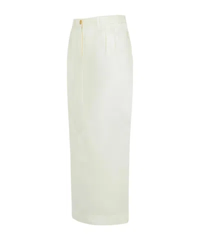 Khaite Lucian Cotton Poplin Maxi Skirt In White